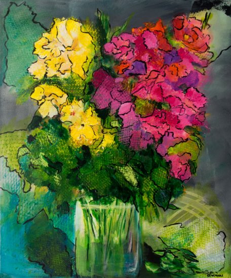 Fabulous Blooms, Acrylic on canvas by Nancy Stella Galianos