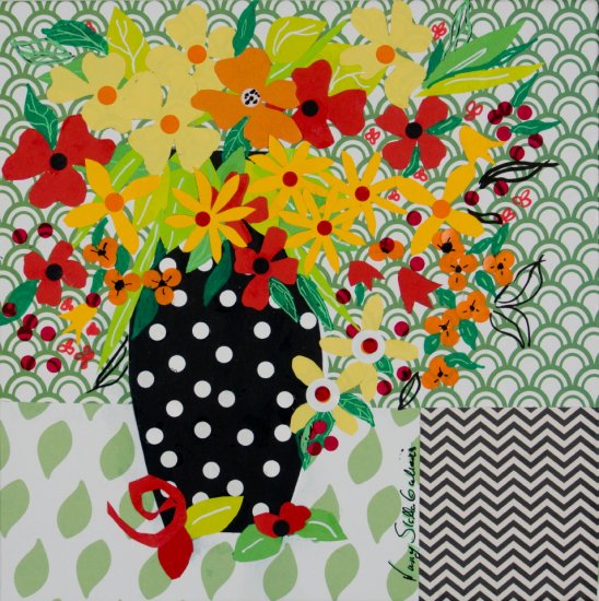 Vase Full of Summer, Mixed media on canvas by Nancy Stella Galianos