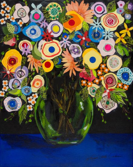 Fantaisy Flowers, Mixed media on canvas by Nancy Stella Galianos
