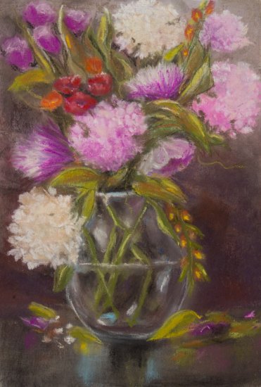 Mixed Bouquet, Pastel by Nancy Stella Galianos