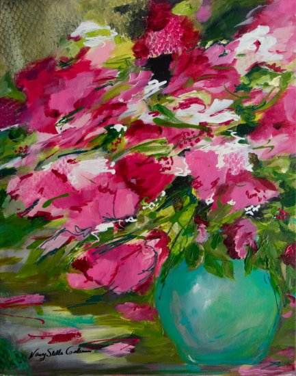 Blush Blossom, Acrylic on canvas by Nancy Stella Galianos