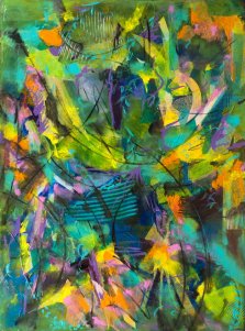 Tropical Lights, Mixed media on canvas by Nancy Stella Galianos