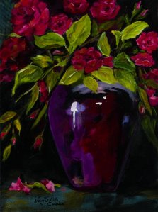 Bourbon Roses, Acrylic on canvas by Nancy Stella Galianos
